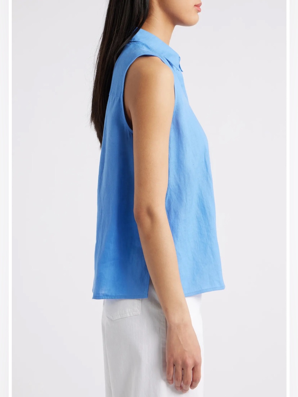 NWT Eileen Fisher Organic Handkerchief Linen Sleeveless Shirt - Picture 3 of 7